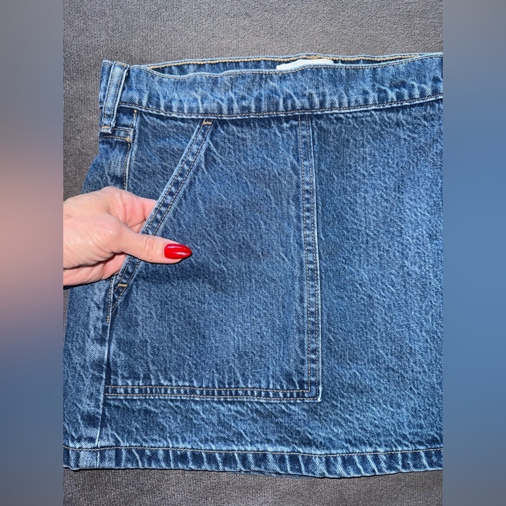 NWOT Abercrombie & Fitch Mid Rise Denim Wrap Mini Skirt 27 4 Medium Blue Denim - Picture 7 of 10